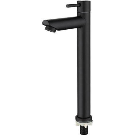 Mitigeur de salle de bain noir à bec haut, robinet d'eau froide en acier inoxydable, levier unique avec tuyau flexible, adapté aux éviers et lavabos. (1/5)