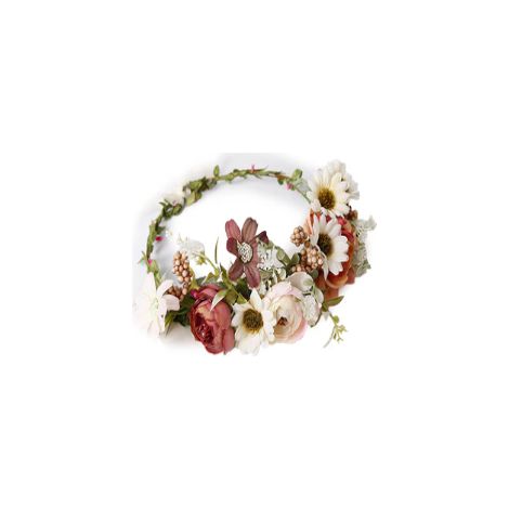 Couronne De Fleurs - Bandeau Floral En Tissu Avec Ruban Ajustable - Pour Mariage Festival Soirée Boho - 1 Pièce