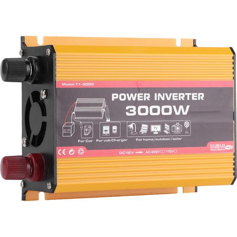Kfz-Wechselrichter 3000W Dual-USB-Auto-Stromwandler Modifizierter Sinuswellentransformator (DC12V AC110V) (1/5)