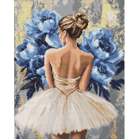 Mosaico de diamantes - Bailarina con peonías 40x50cm