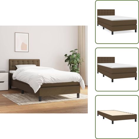 Boxspringbett mit Matratze Dunkelbraun 90x190 cm Stoff - Boxspringbett - Doppelbett - Bettenrahmen - Schlafsystem - Liegekomfort (1/5)