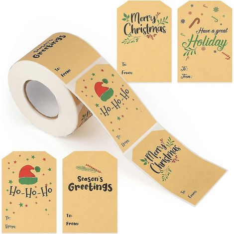 300 étiquettes autocollantes « Joyeux Noël » (7,5 x 5 cm) pour emballer vos cadeaux de Noël.