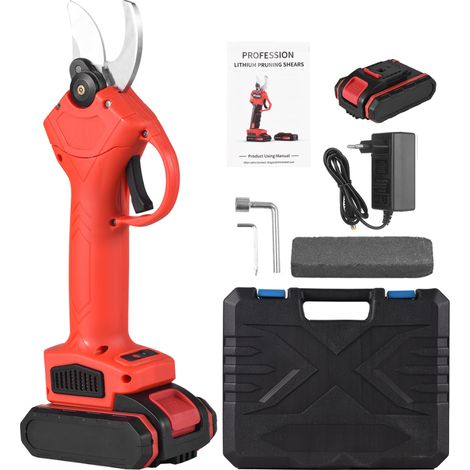 Sécateur électrique sans fil professionnel 16,8 V pour la taille et l'élagage des branches de jardin, avec deux batteries rechargeables de 2000 mAh. (1/5)