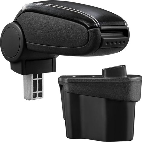 Apoyabrazos central para Kia Rio 3ª generación tipo UB con compartimento acolchado piel sintética negra con costuras blancas 03 0000505 (1/5)