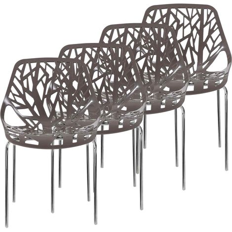 Makika Retro Stuhl Design-Stuhl - CALUNA 4er Set in Grau (1/5)