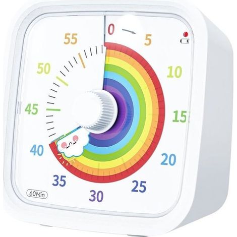 Timer Writing Job Time Manager Display Chronographe Timer Child Count to Countdown of 60 Minutes White Arc-in-ciel (1/4)