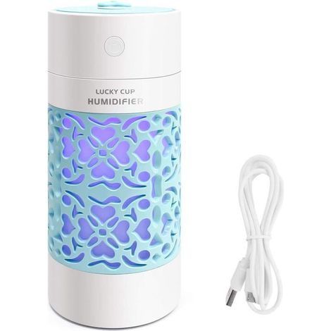 Humidificateur Air 250ml - USB - Veilleuse 7 Couleurs - Arrêt Auto - Bureau Chambre Voiture (1/5)