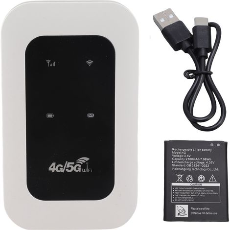 Routeur 4G portable 300Mbps LTE CAT4 Mobile WiFi Hotspot alimenté par USB C et doté d'une batterie de 2100mAh, prenant en charge la connexion de 10 appareils (1/5)