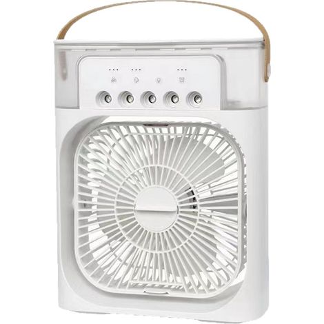 Ventilador USB de 600 ml con humidificador, 3 velocidades, humidificador y aire acondicionado portátil 2 en 1 (blanco, 26 cm de alto) (1/5)