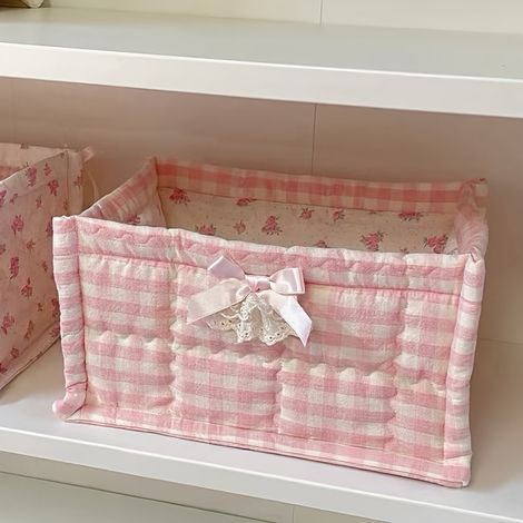 Panier de rangement de bureau — Organiseur carré mignon et de grande capacité Style « Ins », pliable pour un rangement pratique (1/3)