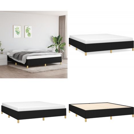 Cadre de lit sans matelas noir 160x200 cm tissu - Cadre De Lit - Lit Double - Literie - Meuble Chambre - Design Moderne - Home & Living (1/5)
