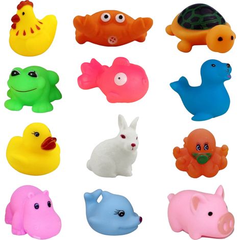 Jouets De Bain - Lot De 12 Jouets D Eau Avec Son Bibi - Pour Baignoire Piscine Plage - Pour Enfants À Partir De 18 Mois - Jeu Éducatif Et Interactif