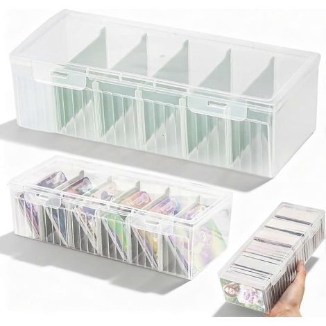 Lot de 2 boîtes de vocabulaire, boîtes transparentes pour fiches bristol avec séparateurs amovibles, boîte avec couvercle pouvant contenir jusqu'à 600 fiches (cartes de vocabulaire, cartes de visite,  (1/5)
