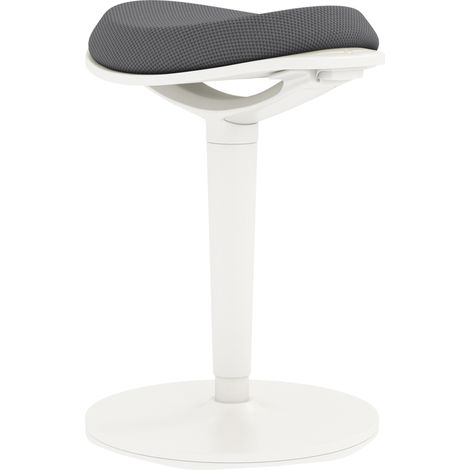 Taburete ergonómico de oficina con altura regulable y asiento de malla gris HOMVRA (1/5)
