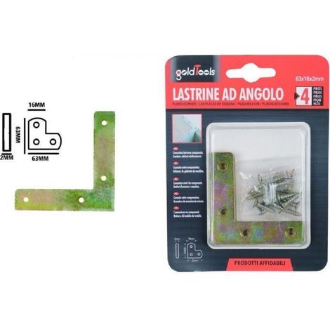 Kaela - Set 4 Pz Lastrina Lastrine Ad Angolo Forma V 63x16x2mm Con Viti Per Mobili 91228 - (1/2)