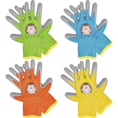 Set di 4 paia di guanti da lavoro adatti a bambini dai 3 ai 5 anni, guanti da giardinaggio per bambini, con rivestimento in lattice antiscivolo, adatti per le attività domestiche quotidiane, la pittur (1/5)