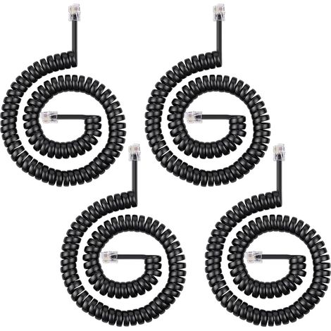 Câble Téléphonique - 4 Pièces - PVC Noir - Spirale 3M - Compatible RJ9 RJ10 RJ22 - Bureau et Résidentiel (1/5)