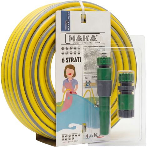 Kit Tubo 6 strati Acqua Giardino 1/2" 12.5mm con kit Innesto Rapido 40 Bar 15 METRI (1/5)