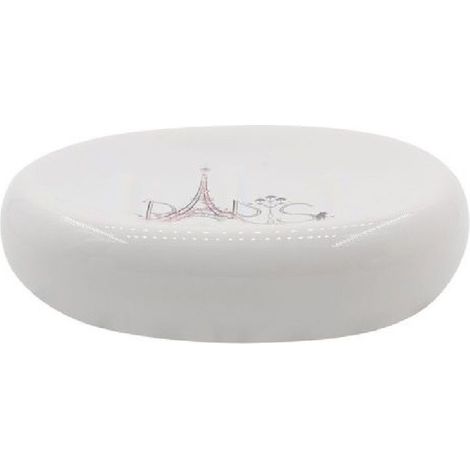 TRADE SHOP - Piattino Per Sapone Decorato Scritta Paris Porta Saponetta Accessori Bagno 87037 - (1/2)