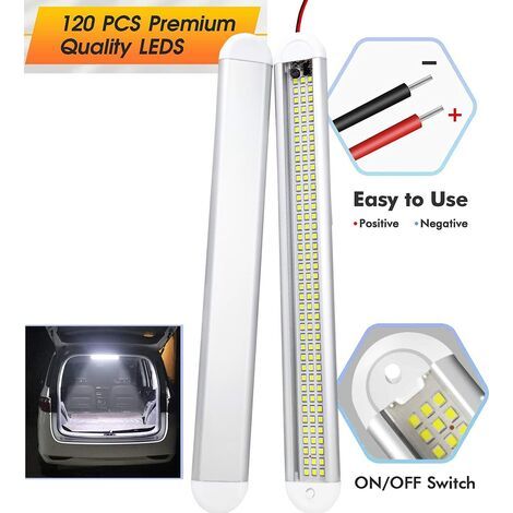 Lot de 2 - Barre LED 12 V - 120 LED Voiture Interieur Lampe 12 V - Eclairage LED 12 V Avec Switch - Plafonnier LED 12 V Camping Voiture (1/5)
