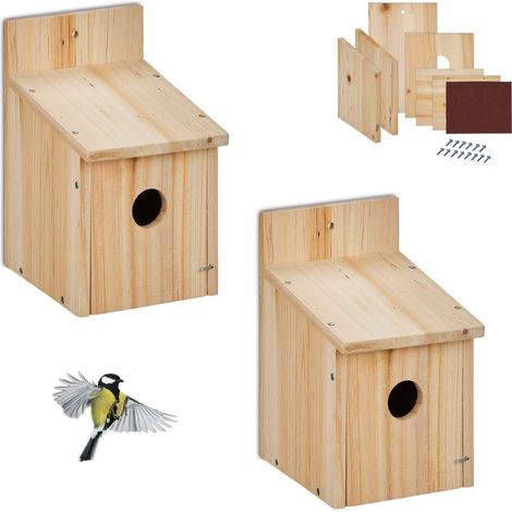 Kit de 2 casitas para pájaros - Para carboneros y gorriones, orificio de 35 mm (1/5)