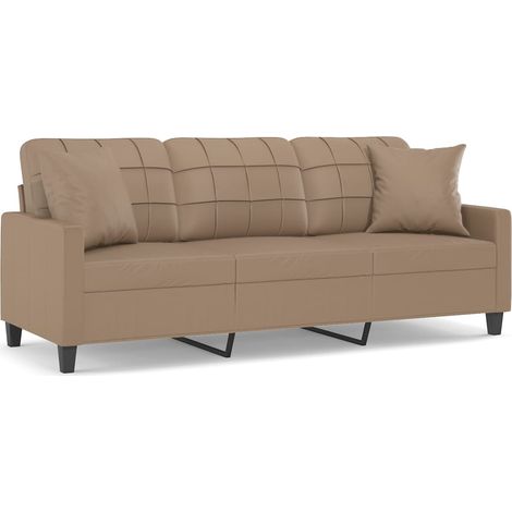 Maison Exclusive - Divano a 3 Posti con Cuscini Cappuccino 180 cm in Similpelle