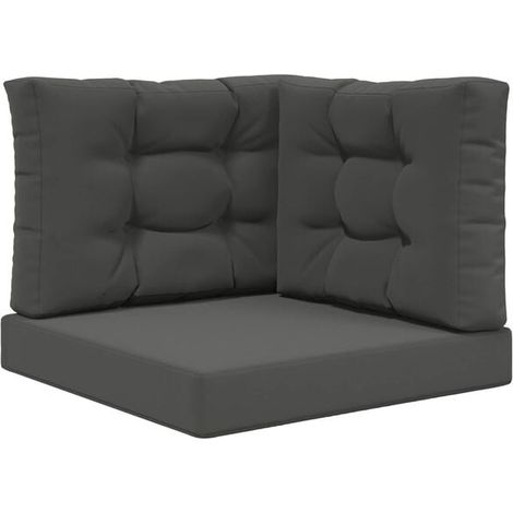 Ensemble de trois coussins pour canapé d'extérieur, en polyester gris anthracite (1/5)
