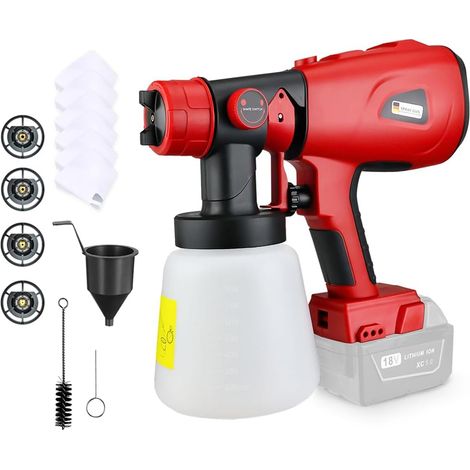 Pistolet à peinture sans fil compatible Milwaukee M18 18V – 4 buses en cuivre – Débit 650 ml/min – Pour pulvérisation précise