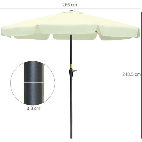 Parasol de jardin beige Ø2,7m, inclinable manivelle UPF50+ (1/5)