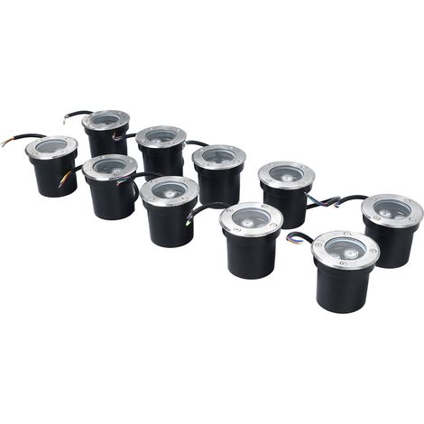 10 pièces spots LED encastrables étanches IP65 sol extérieur jardin terrasse gazon 85-265V blanc chaud (1/5)