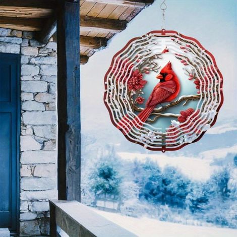 Cardinal - Wind Spinner - Metal Garden Decoration - Outdoor Patio Lawn Use - 10 Inch - 1 Piece (1/5)