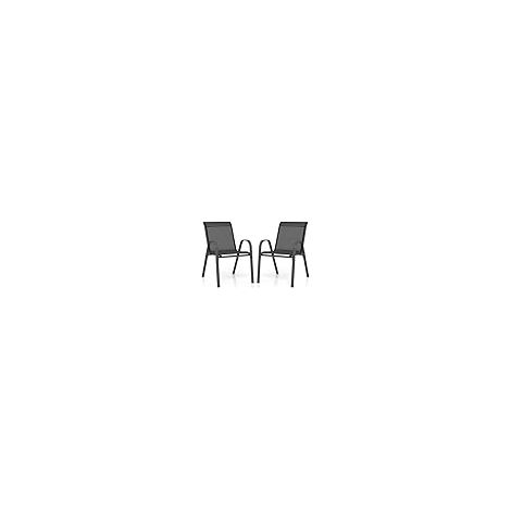 COSTWAY Set di 2/4 Sedie da Giardino, Poltrone in Tessuto Textilene per Esterno, Sedie Impilabili con Gambe in Metallo, Portata 150 kg, 56 x 70 x 84 cm (Nero,2) (1/5)