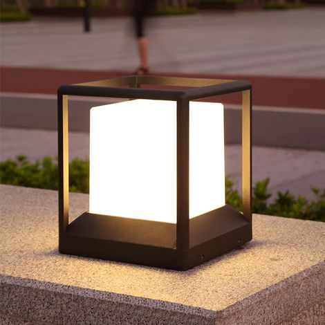 Lampe de jardin extérieure, lampe de poteau extérieure, éclairage de jardin étanche IP65, douille E27, pour jardin, chemin, pelouse (noir) [Classe énergétique A]. (1/4)