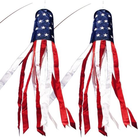 Manche à vent avec drapeau américain, 101,6 cm, décoration patriotique, lot de 2