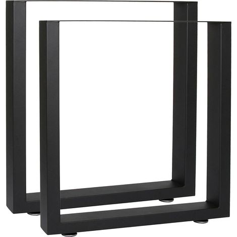 Pied de banc d’assise profil carré 40x43 cm revêtement par poudre meuble noir (1/2)