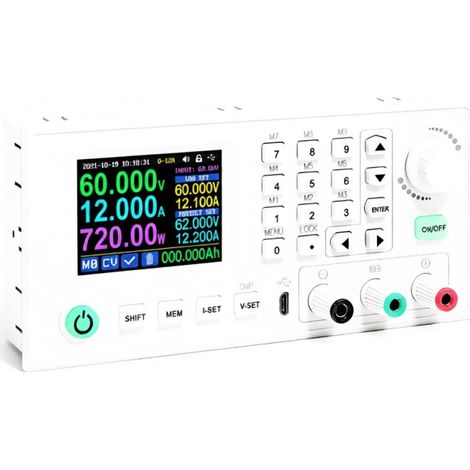 RD6012P-W 60 V 12 A, écran 2,4 pouces, alimentation portable professionnelle à courant continu numérique et tension constante, avec fonction de stockage de données et logiciel PC. (1/5)