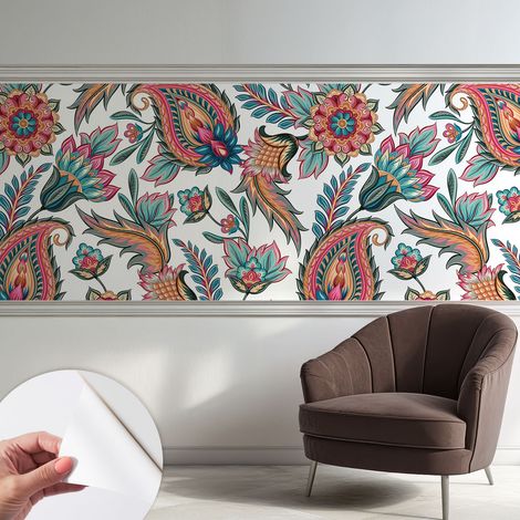 Papier peint autocollant Mural avec colle pour salon et chambre Décoration murale rapide Motif oriental 250x104 cm (1/5)