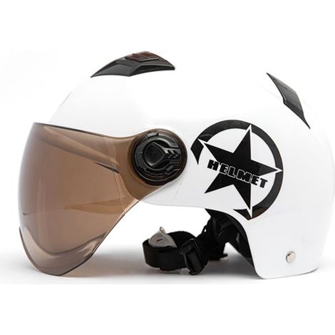 Helmet of motorcycle demi-open, size adjustable, equipment of protection for the head, unisexe, white