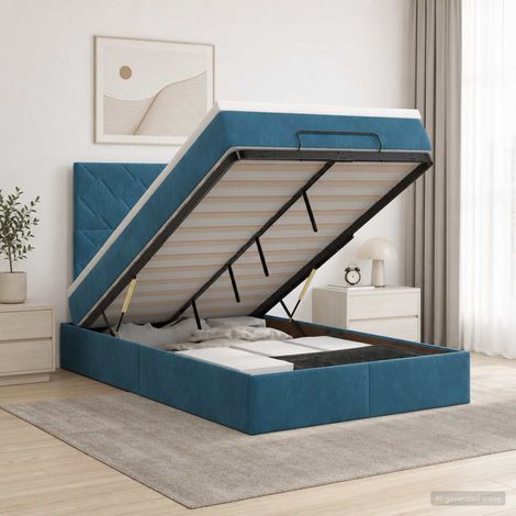 vidaXL Cama otomana con colchón Azul Oscuro 120 x 200 cm Terciopelo (1/5)
