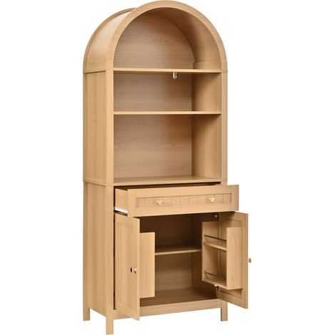 Armario alto con arco superior y puertas dobles MDF y aglomerado natural (1/5)