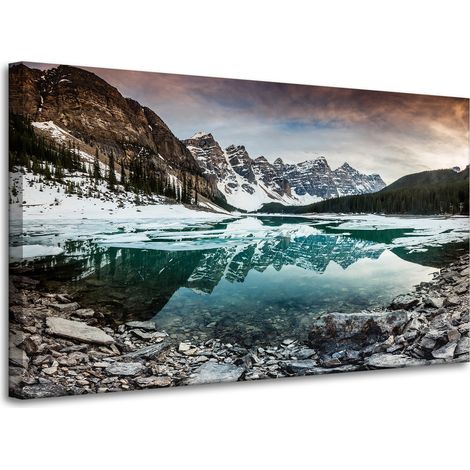 Stampa su tela "Lago in montagna" 100x60 cm