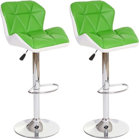 [NEUWERTIG] 2er-Set Barhocker HHG-156, Barstuhl Tresenhocker, Kunstleder grün