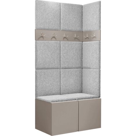 Conjunto para recibidor Pinis I, Abriamo 6, 186x84x46cm, Aglomerado laminado, Tapiz, Colocada, Montada en la pared