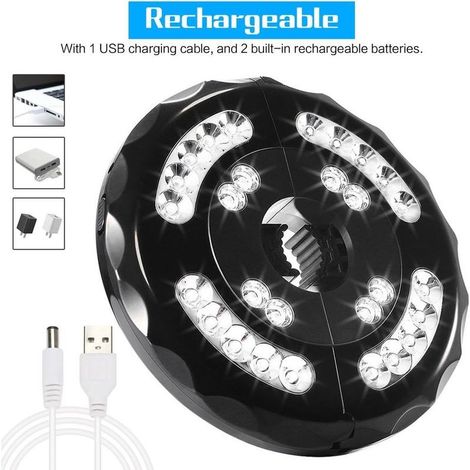 Lampe de parasol sans fil - 28 LED - 4 modes - 4400 mAh - Fonctionne avec piles et charge USB - Pour jardin,plage,extérieur,barbecue,fête,camping - Blanc-x (1/4)