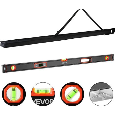 Niveau Électronique 1200 mm, Niveau à Bulle Numérique Magnétique 360° pour Construction, Menuiserie, Bricolage et Rénovation, avec Écran LED Rétroéclairé et Fioles 0°, 45°, 90°, Indice IP54 (1/5)