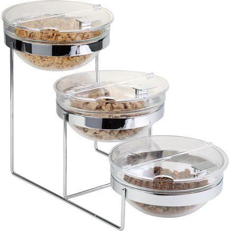 Soporte APS para buffet, 3 niveles, 7 piezas, compuesto por 3 cuencos de cristal ø