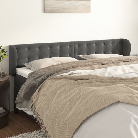 Kopfteil mit Ohren Dunkelgrau 203x23x78/88 cm Samt vidaXL (1/5)