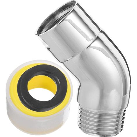 Adaptateur de Douchette Raccord Rotatif à 135° G1/2 en Cuivre Argenté Anti-fuite, Compatible Plupart des Douches Portables pour Petites Salles de Bain (1/5)