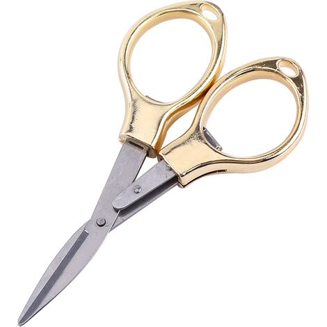 Mini Stainless Steel Folding  Keychain Fishing Scissors  Blister card package
(gold)