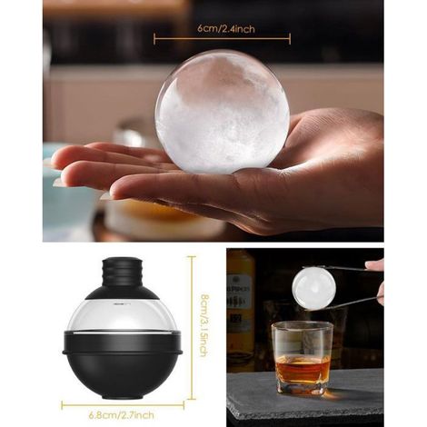 Moule À Glaçons Rond - Silicone Alimentaire - Diamètre 6 Cm - Couvercle Entonnoir 2 En 1 - Lot De 4 (1/5)